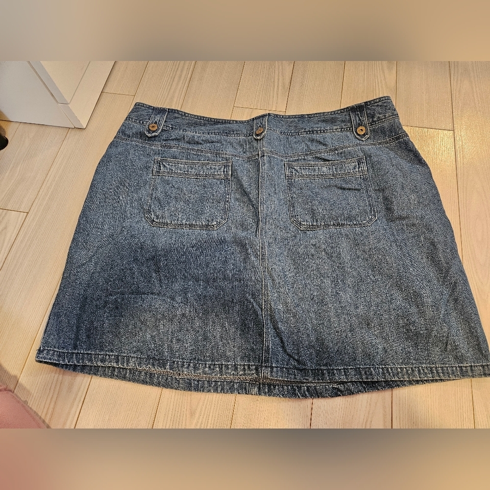 Women Stretch Denim 24" skirt skorty plus size pockets buttons - Pennigtons - Picture 2 of 5